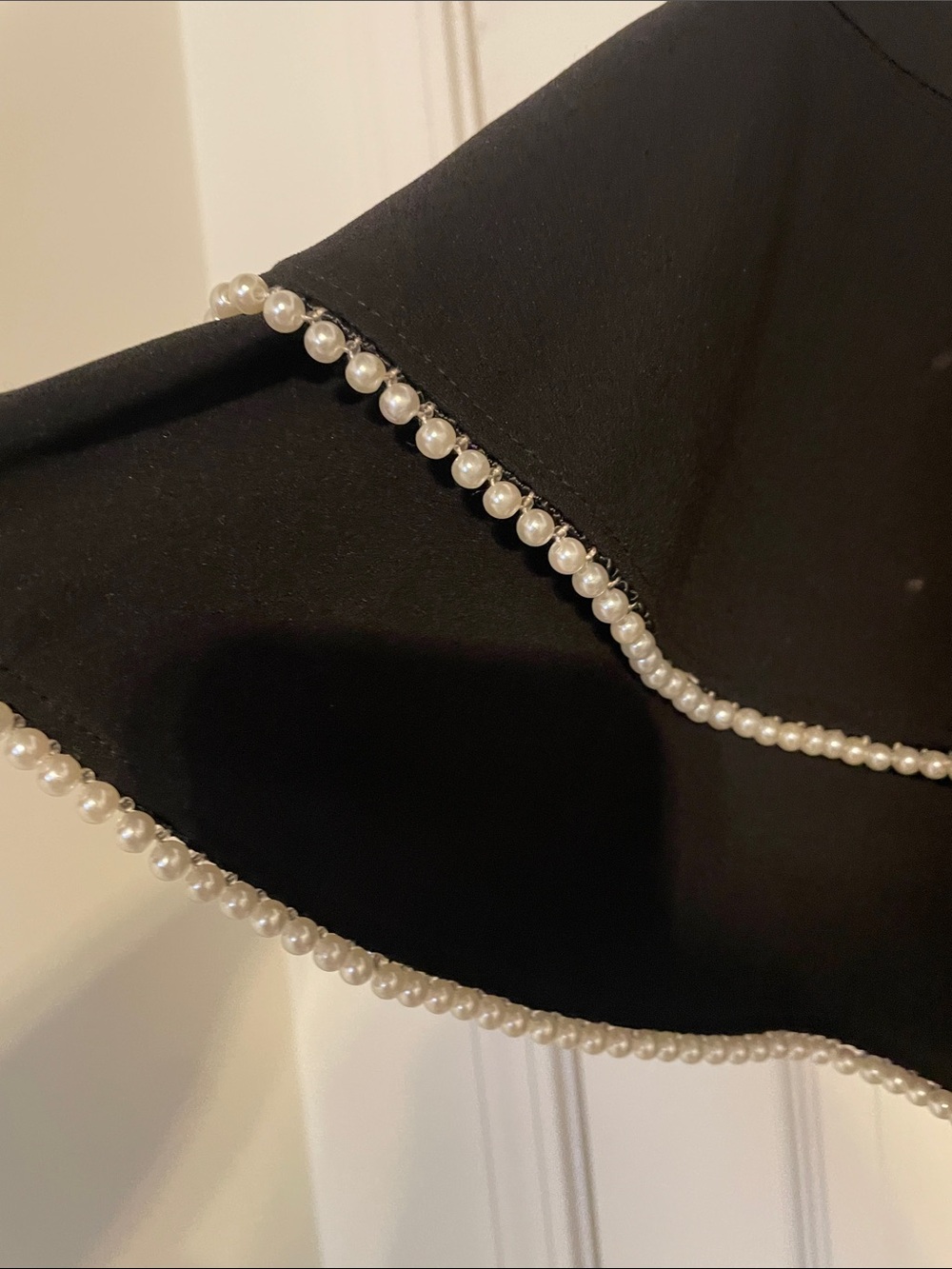 Calvin Klein Black Bell-Sleeve Dress with Pearl Trim - Picture 2 of 3